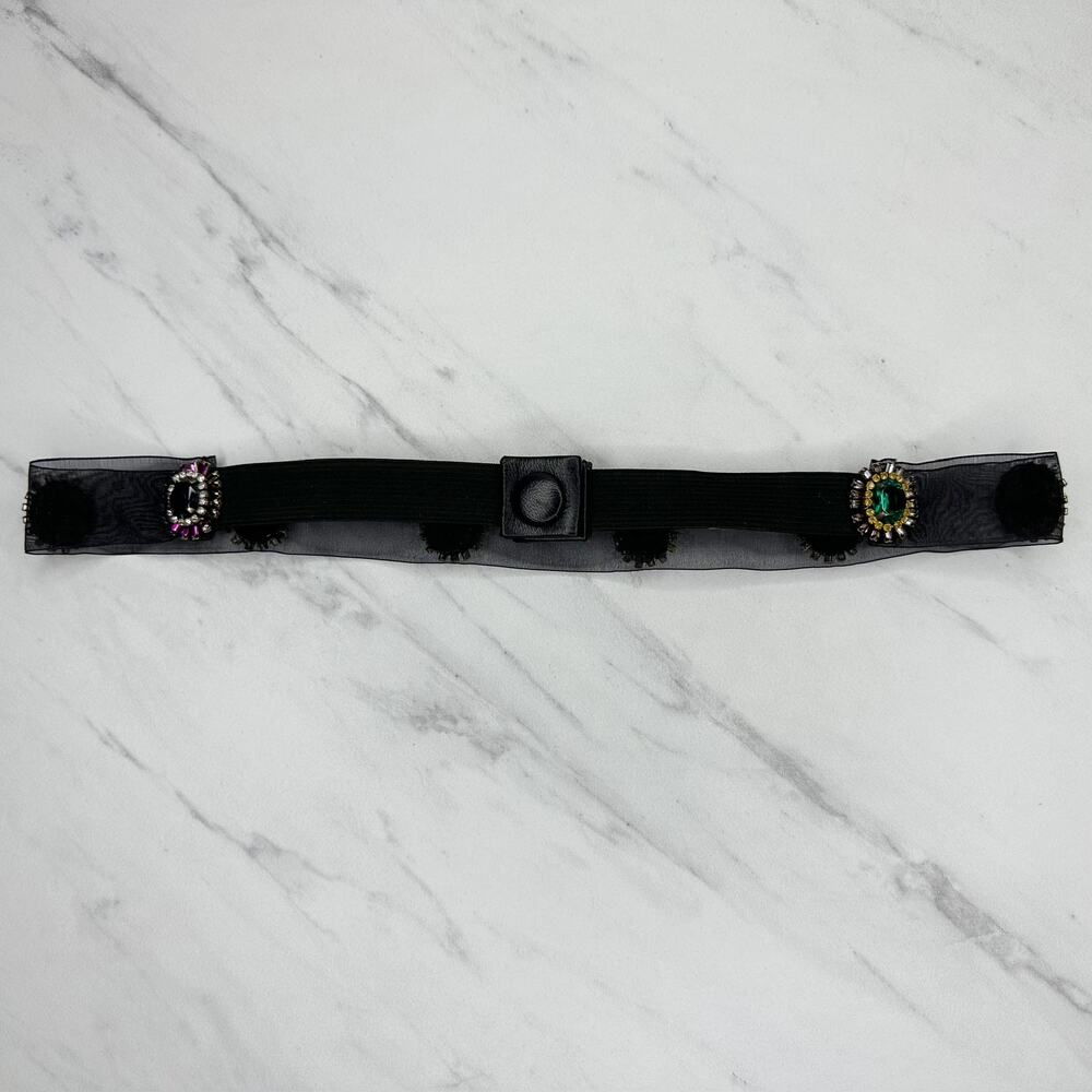 Blue Purple Green Rhinestone Studded Stretch Cinch Belt Size M ✨